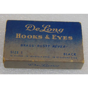 DeLong Delong Vintage Sewing Advertising Box Original Hook & Eye Collectible